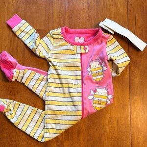 The Children's Place Pink and Yellow Striped Footie